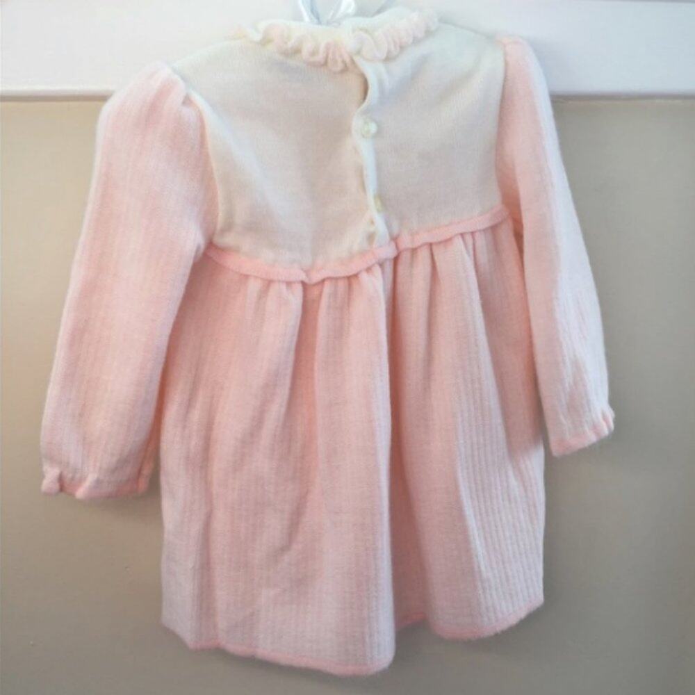Vintage Friemanit Pink White Sweater Dress 6-9 Months - Picture 6 of 7